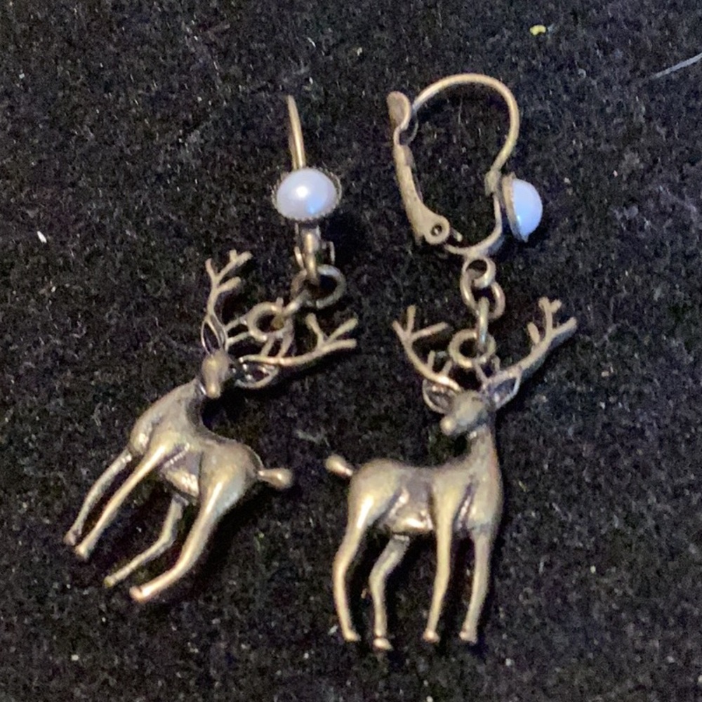 Golden Stag Drop Earrings